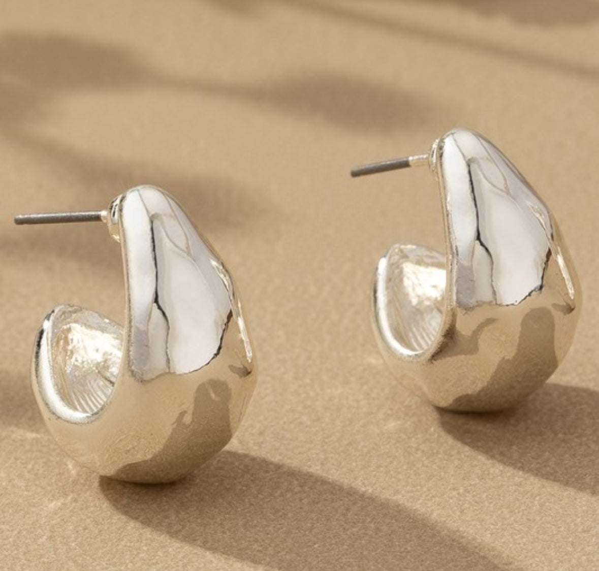 Hammered Huggie Hoops