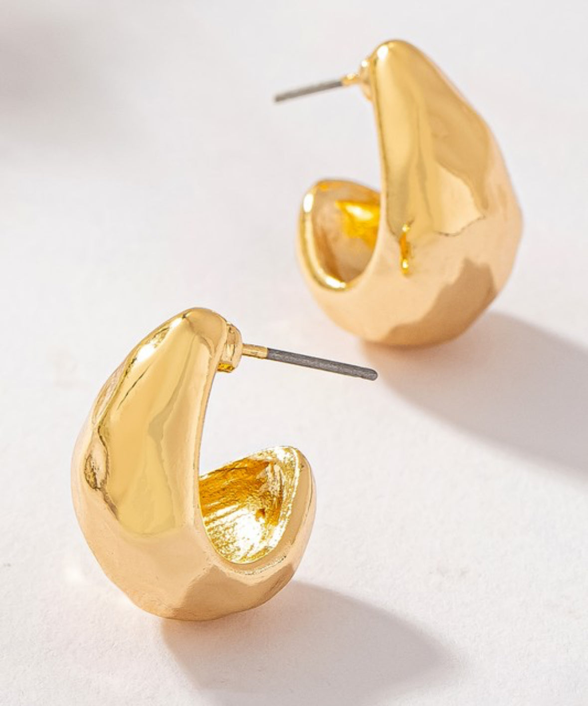 Hammered Huggie Hoops