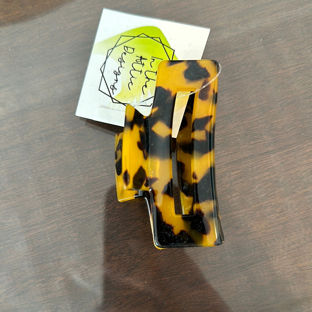 Tortoise Shell Rectangle Claw Clip