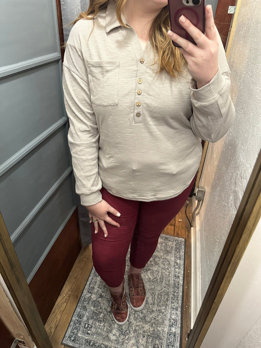 Button Up Long Sleeve Top