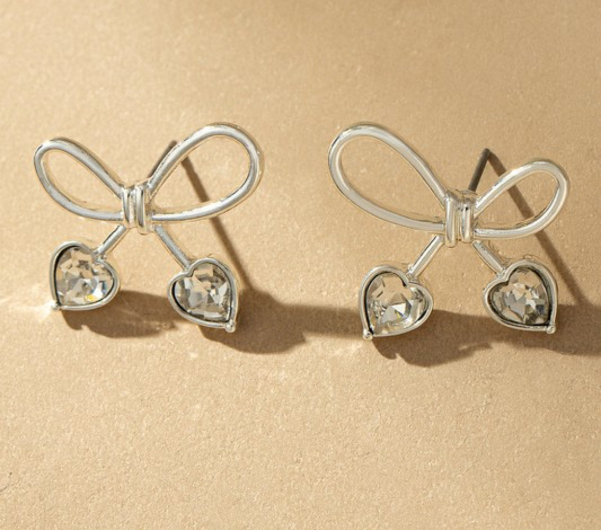 Bow Stud Rhinestone Earrings