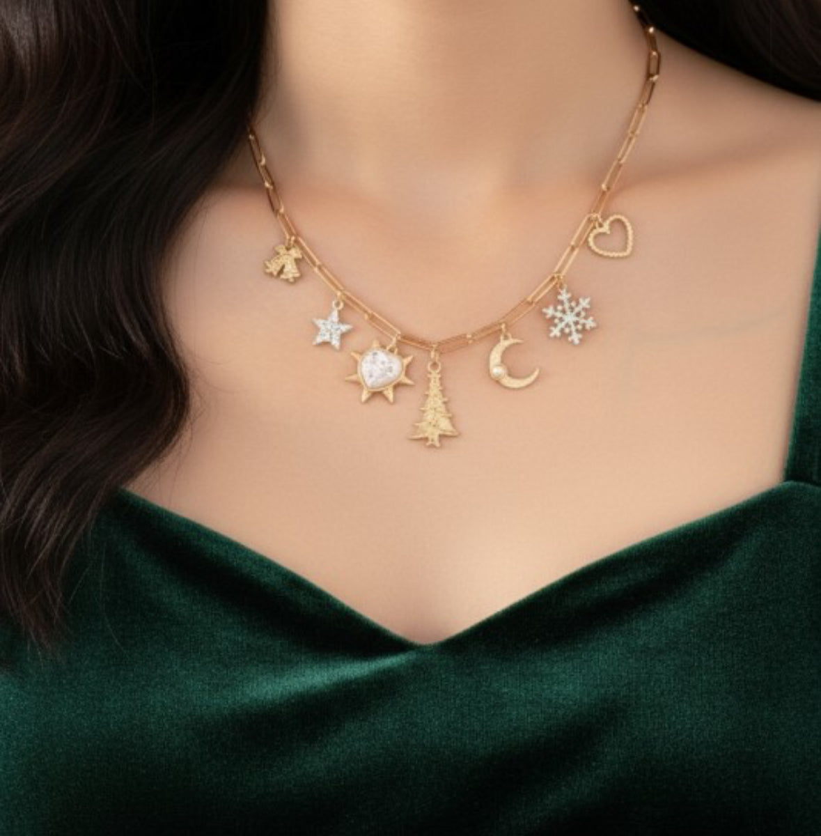 White Christmas Charm Necklace