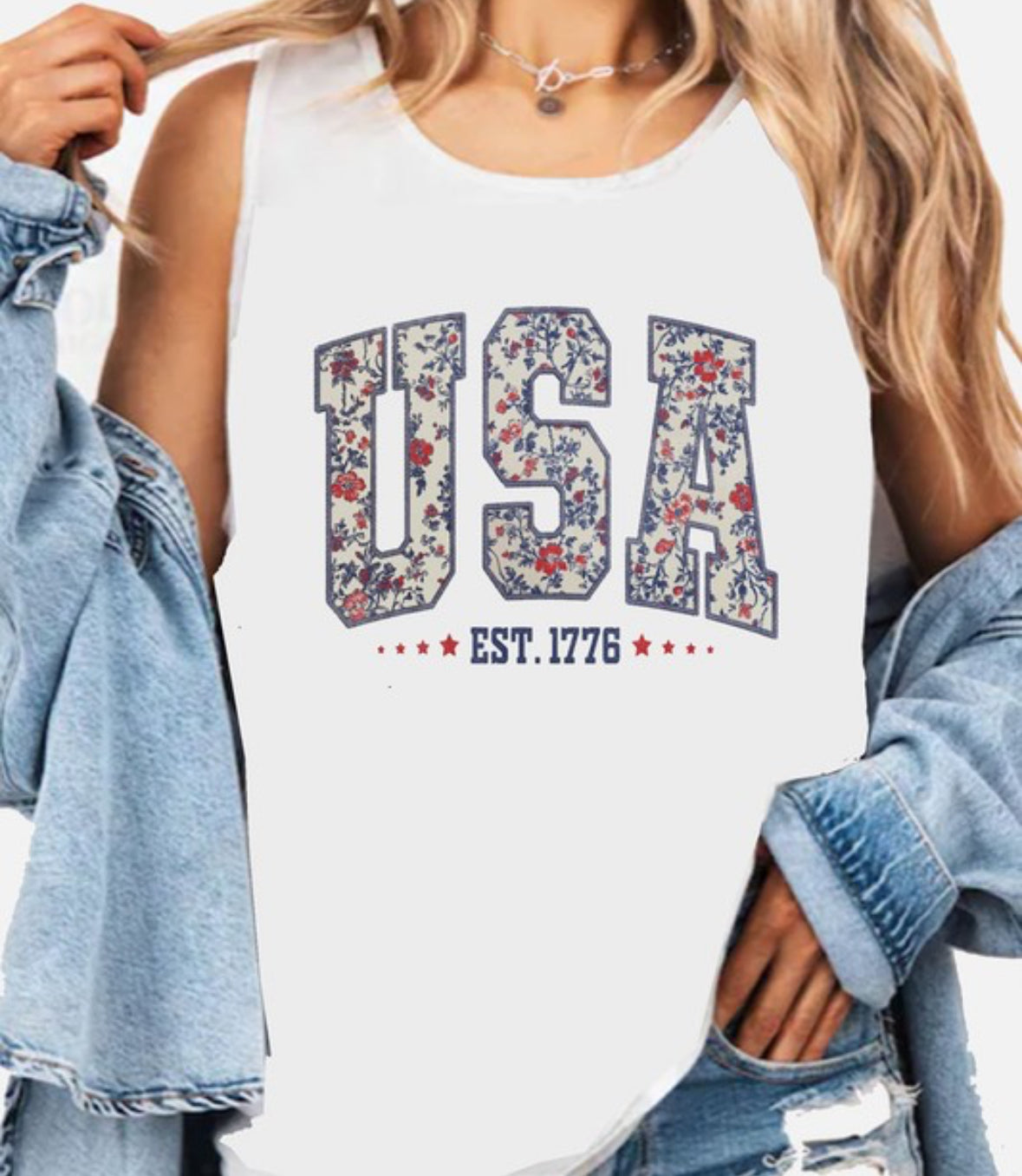 Floral USA Tank