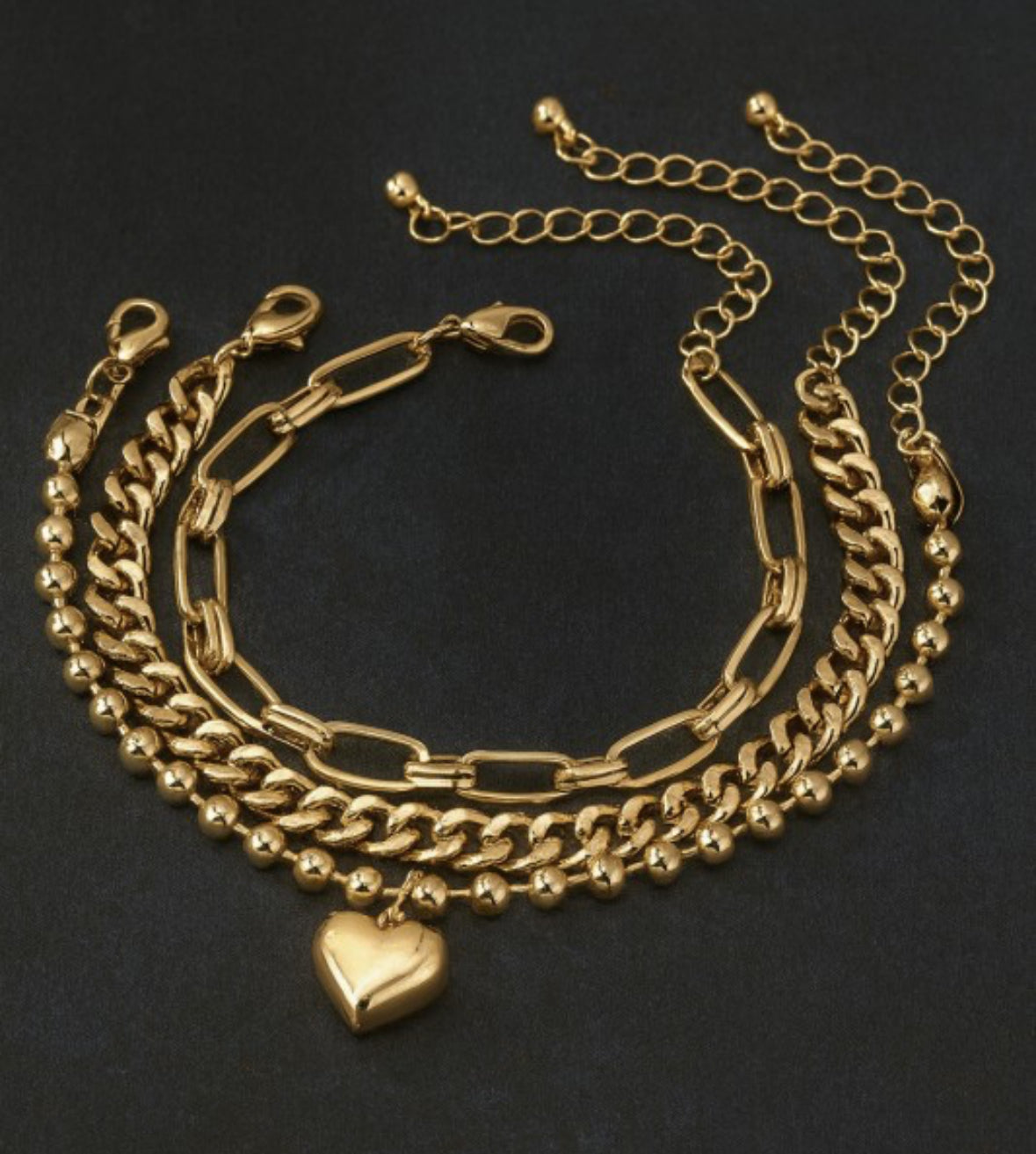 Hearts & Chains Bracelet Set