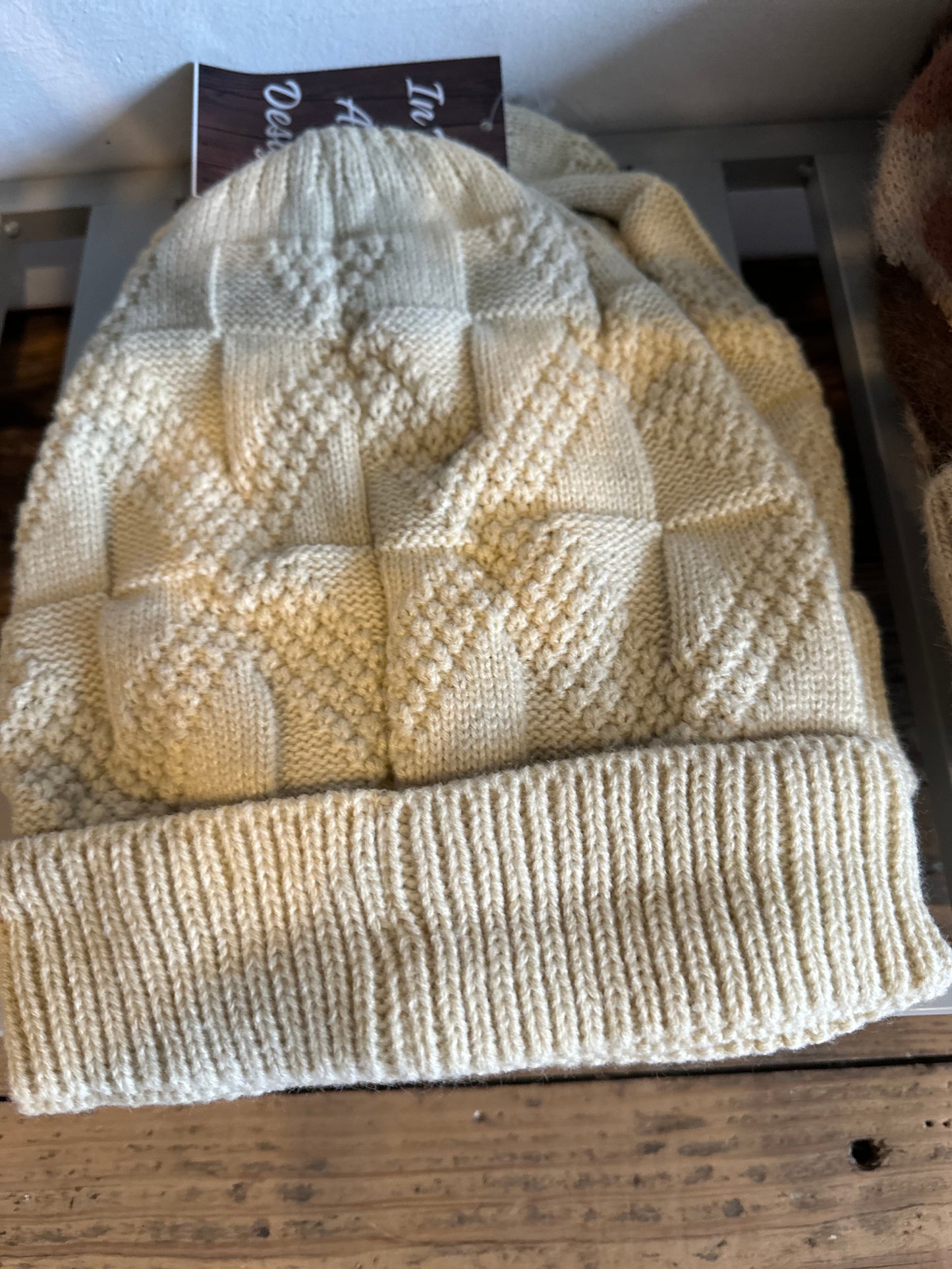 Slouchy Waffle Knit Beanie Hat