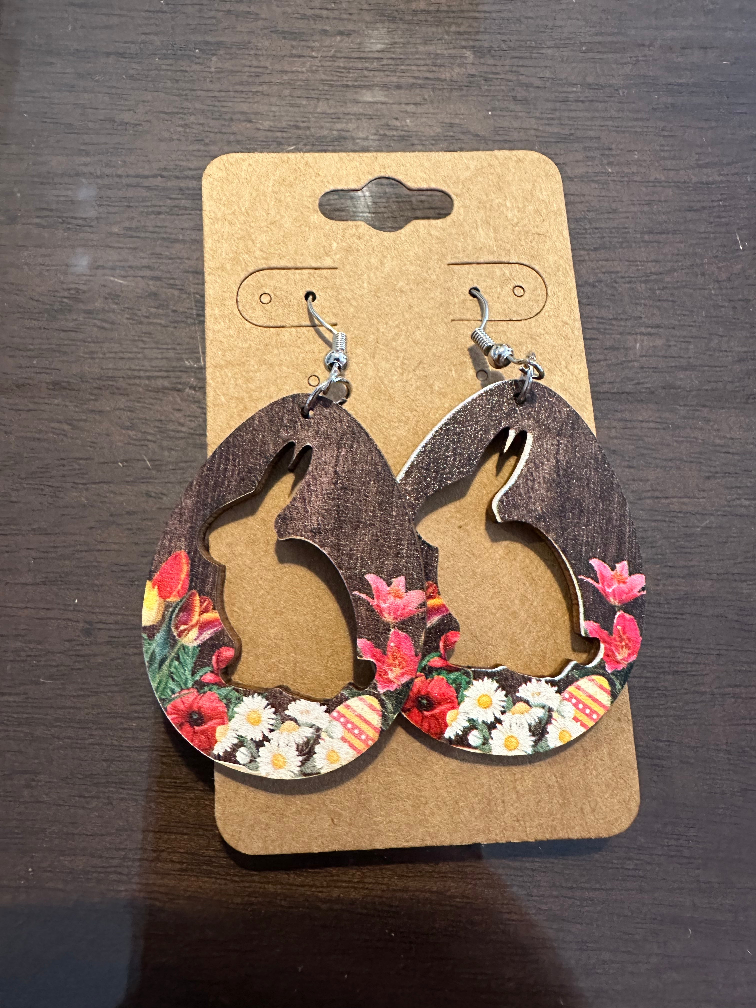 Bunnies, and Flowers Earrings