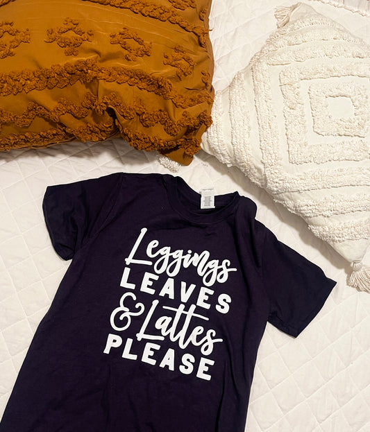 Leggings Leaves & Lattes Please Graphic Tee