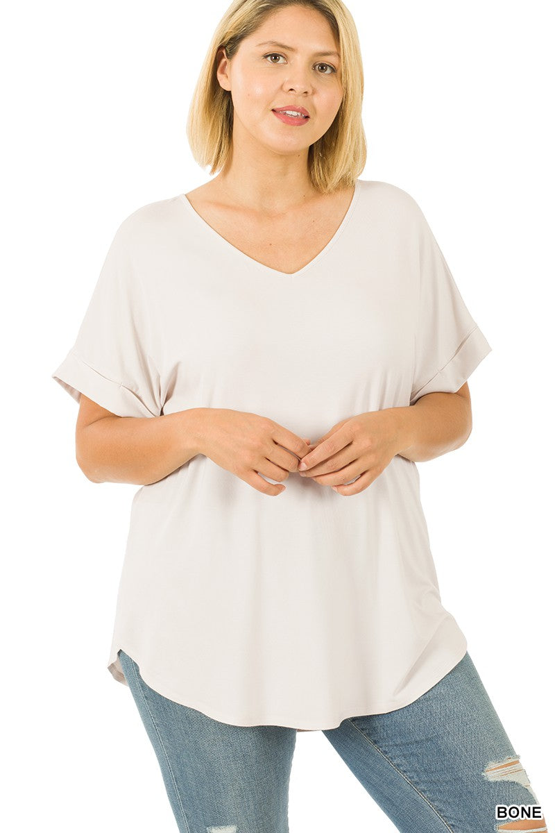 Rolled Short Sleeve Top