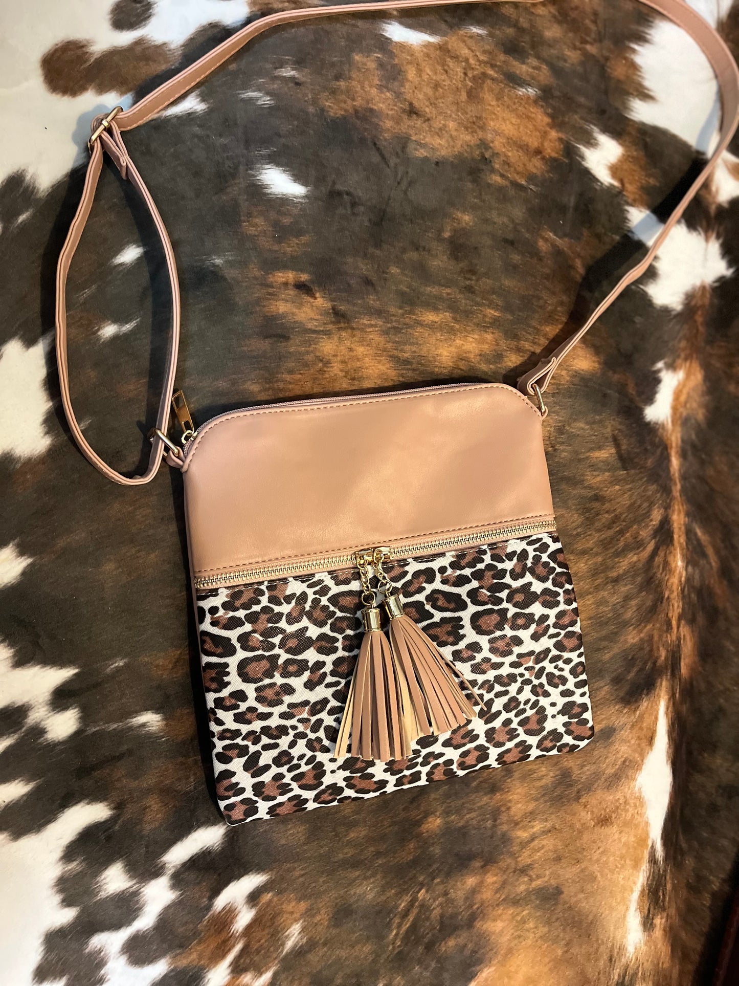 Miley Blush/Leopard Crossbody Handbag