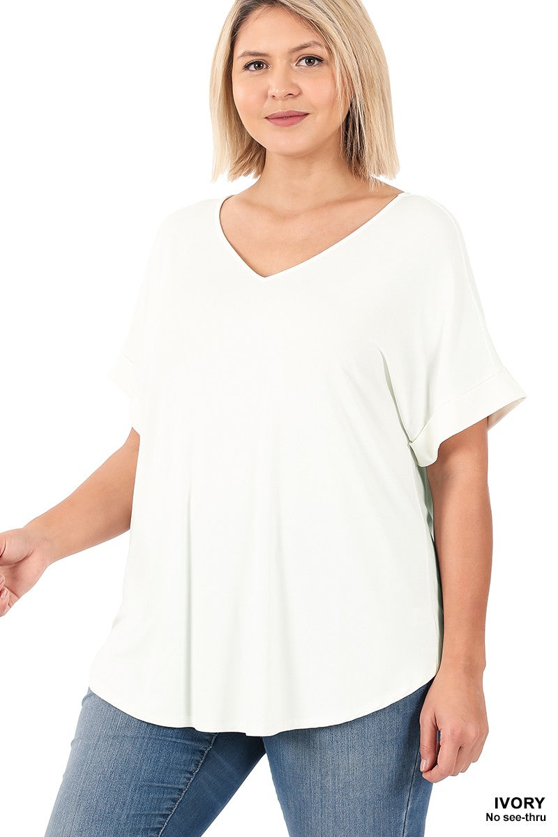 Rolled Short Sleeve Top