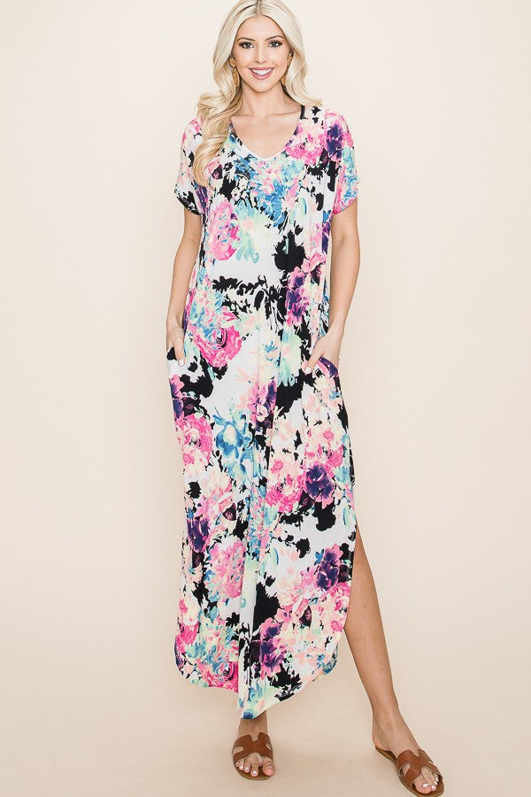 Multi Color Floral Maxi Dress