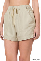 Woven Drawstring Shorts with Pockets