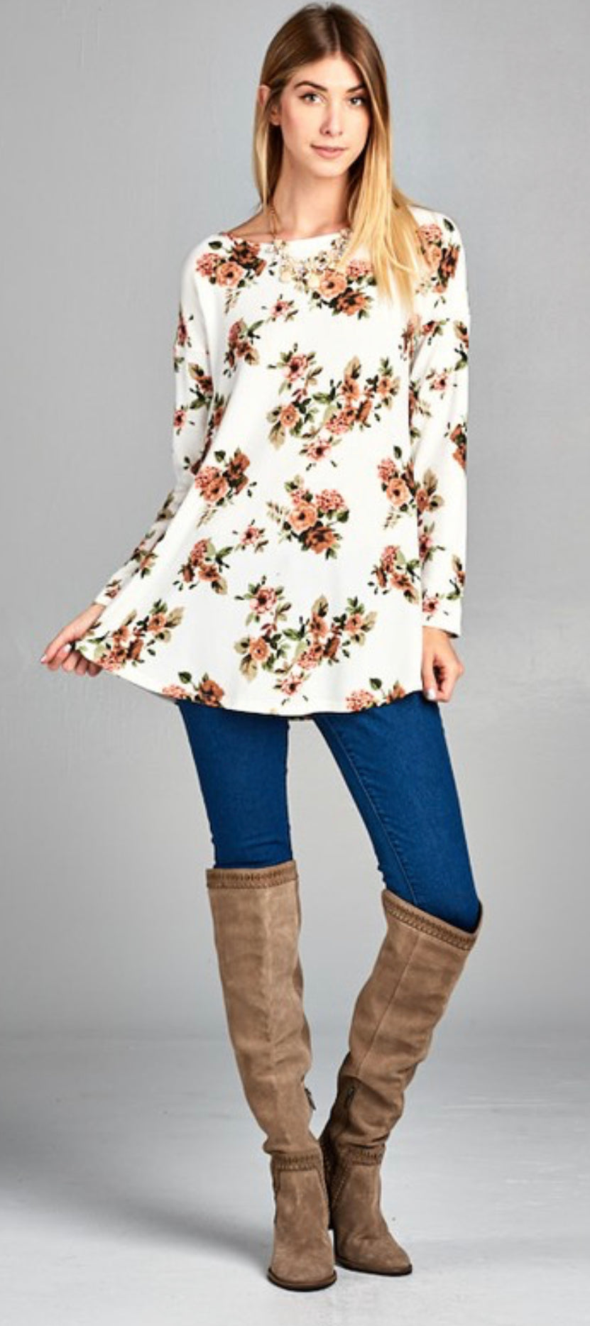 Ivory Floral tunic