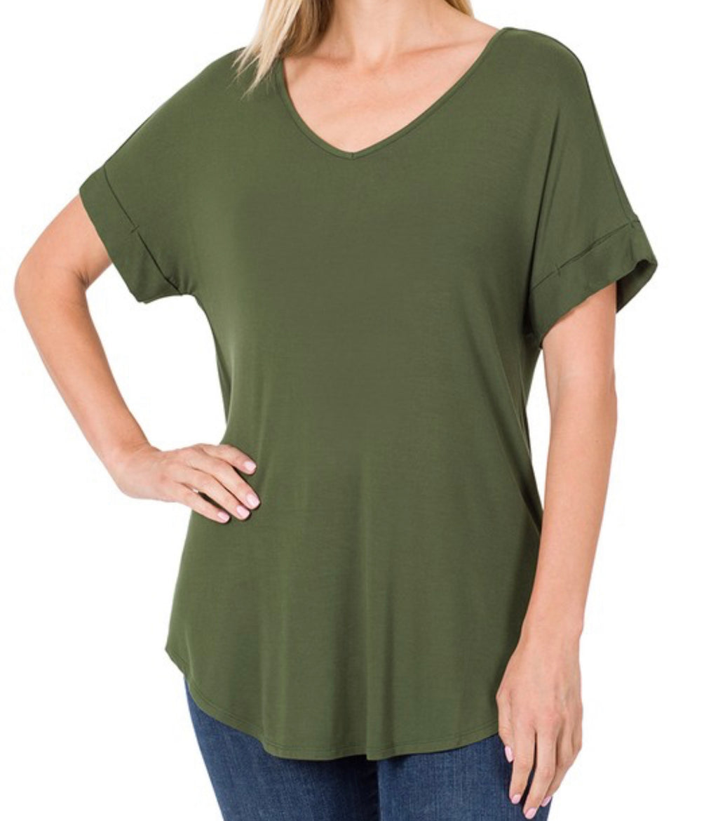 Rolled Short Sleeve Top