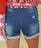 Distressed Jean Shorts with Cuff