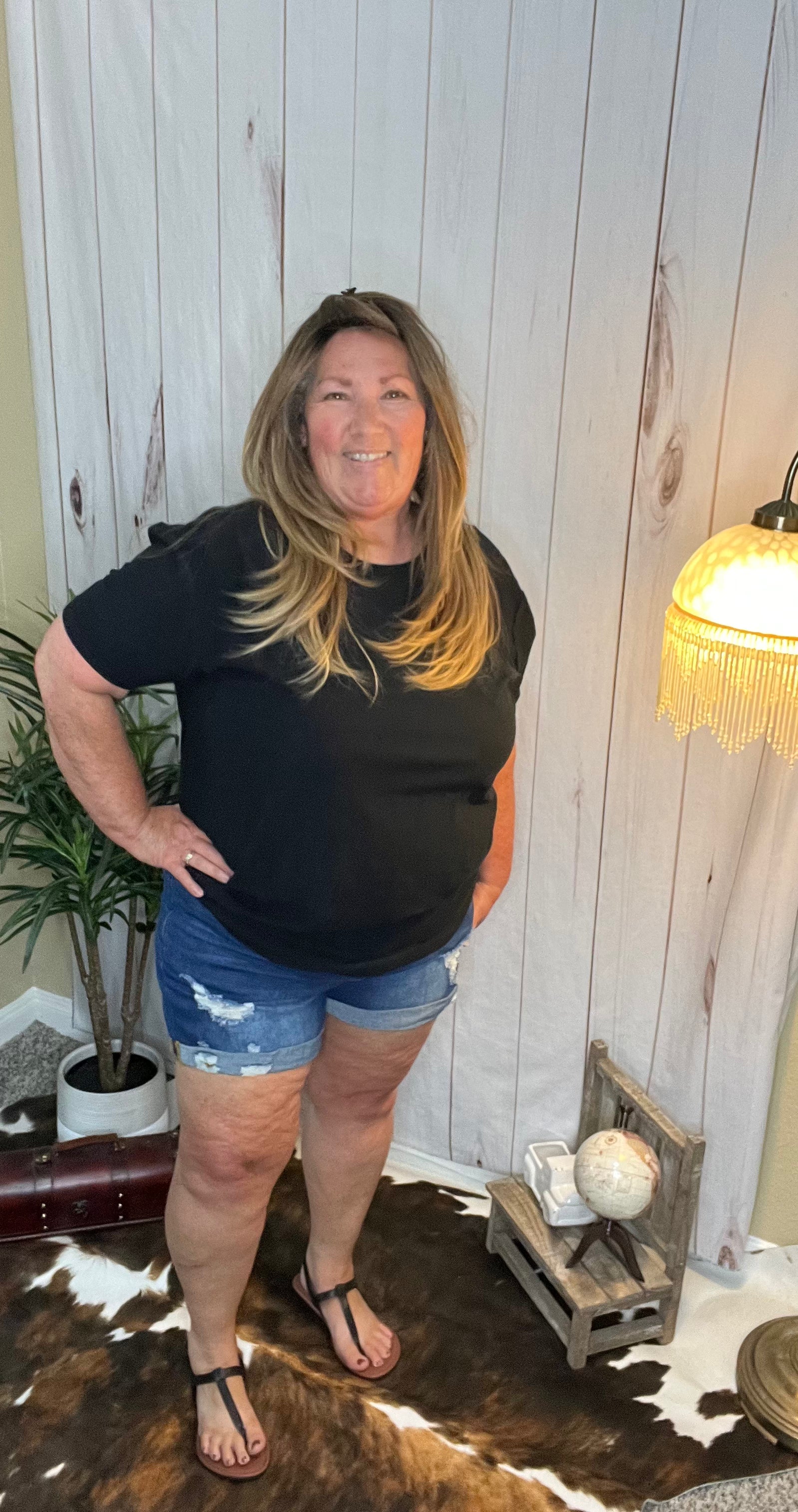 Distressed Jean Shorts with Cuff